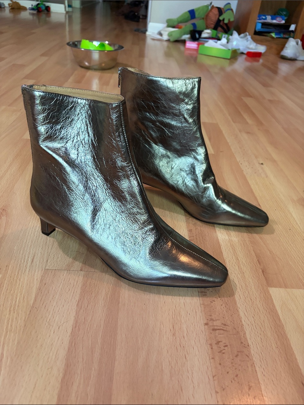 Madewell Dime Metallic Ankle Boots - Women's Low Heel Boots